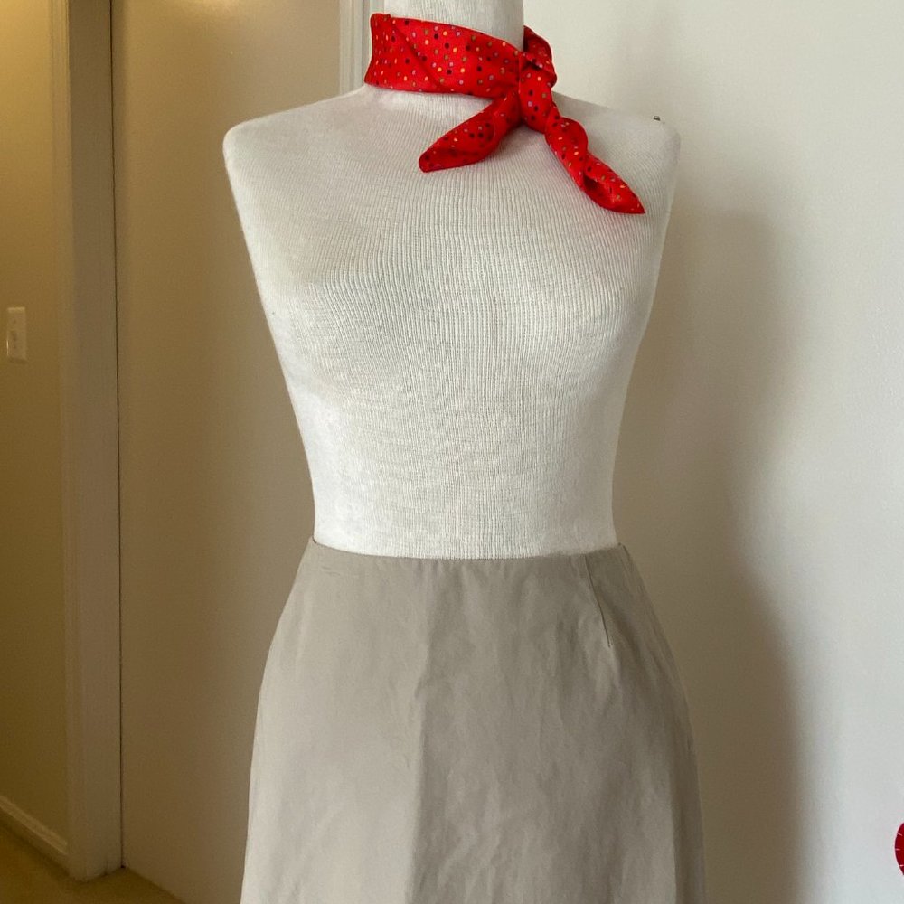 J. Crew Long Skirt in Khaki with Square Button Accents at the Hem